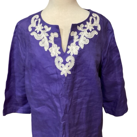 Talbots linen popover eyelet tunic top size 0X - Picture 7 of 11